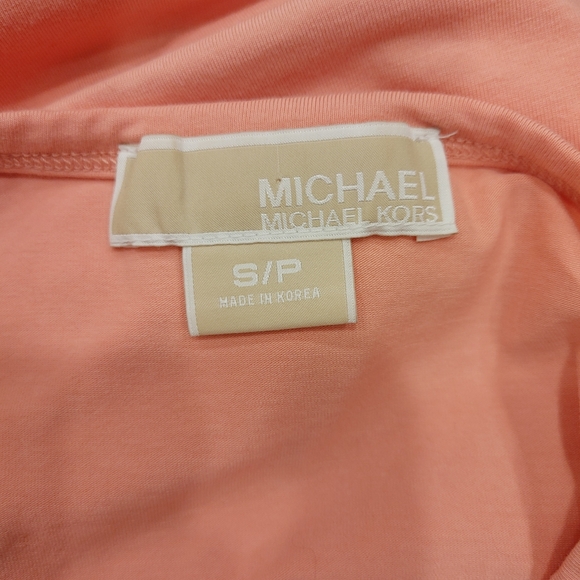 MICHAEL MICHAEL KORS RUCHED TOP WITH ZIP DETAIL, PEACH S - Picture 10 of 11